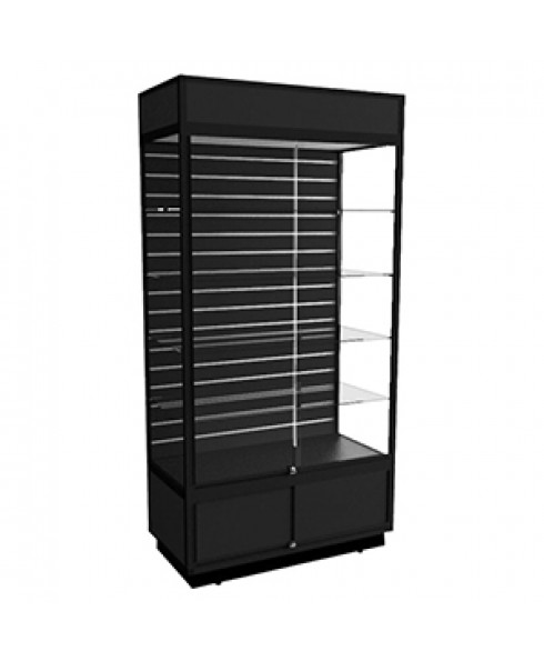 AU 1200 Black Display Cabinet with Storage & Slatwall Panel by Showfront