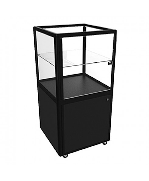 Hire CBDL Black Pedestal Cube Display Cabinet With Storage by Showfront