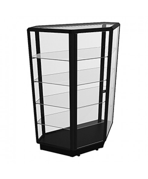 CCTGL 1400 Black Counter Corner Unit Full Glass by Showfront
