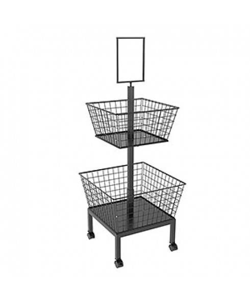 TTDB01 Twin Tier Retail Dump Bin With Wire Baskets