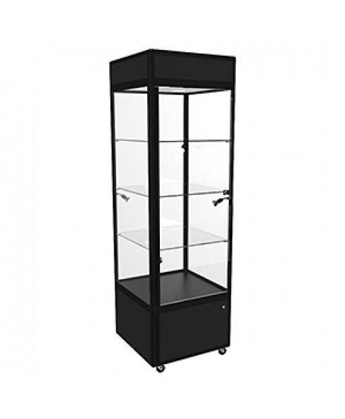 TOBL Black Hire Tower Display Cabinet with LED Lighting & Storage by Showfront