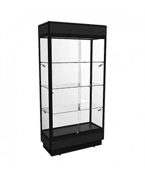 TPFL 1000 Black Upright Glass Display Cabinet with LED Downlights by Showfront
