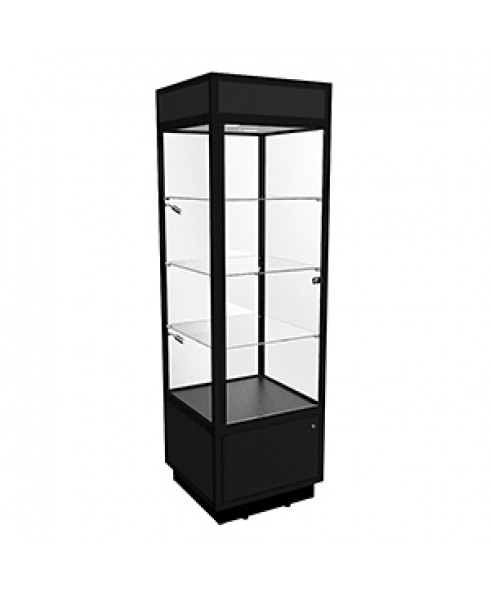 TSF 600 Black Tower Display Cabinet with LED Downlights and Storage by Showfront