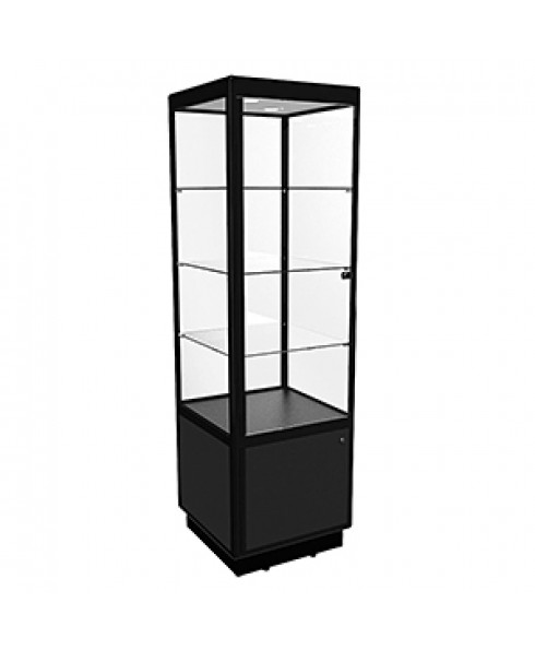 TSF 600 Black Tower Display Cabinet With Slimline Lightbox and LED Lighting by Showfront