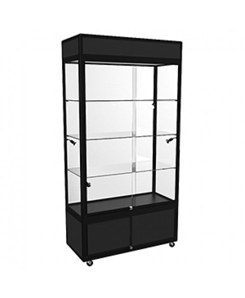 WUL Black Hire Large Upright Display Cabinet with LED Lighting & Storage by Showfront