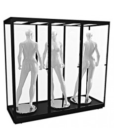 TMANQ 2400S - Triple Mannequin Display Cabinet with LED Panels - Black