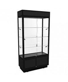 TSF 1000 Black Upright Glass Display Cabinet With LED Lights & Storage by Showfront