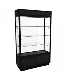TSF 1200 Black Upright Display Cabinet with LED Lights and Storage – Fully Assembled  - Black