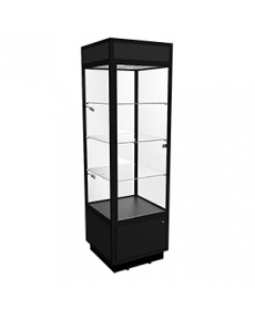 TSF 600 Black Tower Display Cabinet with LED Downlights and Storage by Showfront