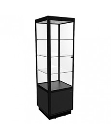 TSF 600 Black Tower Display Cabinet With Slimline Lightbox and LED Lighting by Showfront