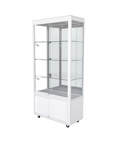 TSF 900 Upright Display Cabinet with LED Lights, Mirror Back and Storage – Fully Assembled