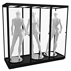 TMANQ 2400S - Triple Mannequin Display Cabinet with LED Panels