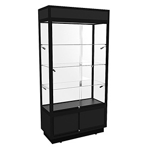 TSF 1000 Upright Glass Display Cabinet With LED Lights & Storage - Fully Assembled