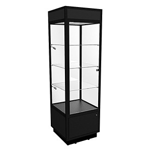 TSF 600 Tower Display Cabinet with LED Downlights and Storage - Fully Assembled